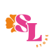 Logo de SL Storet, tienda de ropa femenina en Colombia, con letras rosadas y flor naranja.